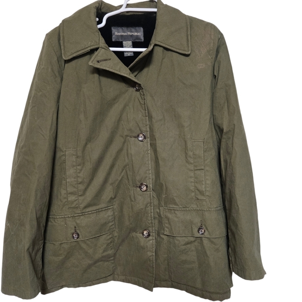 Banana republic jacket women's size medium military green wool blend lined